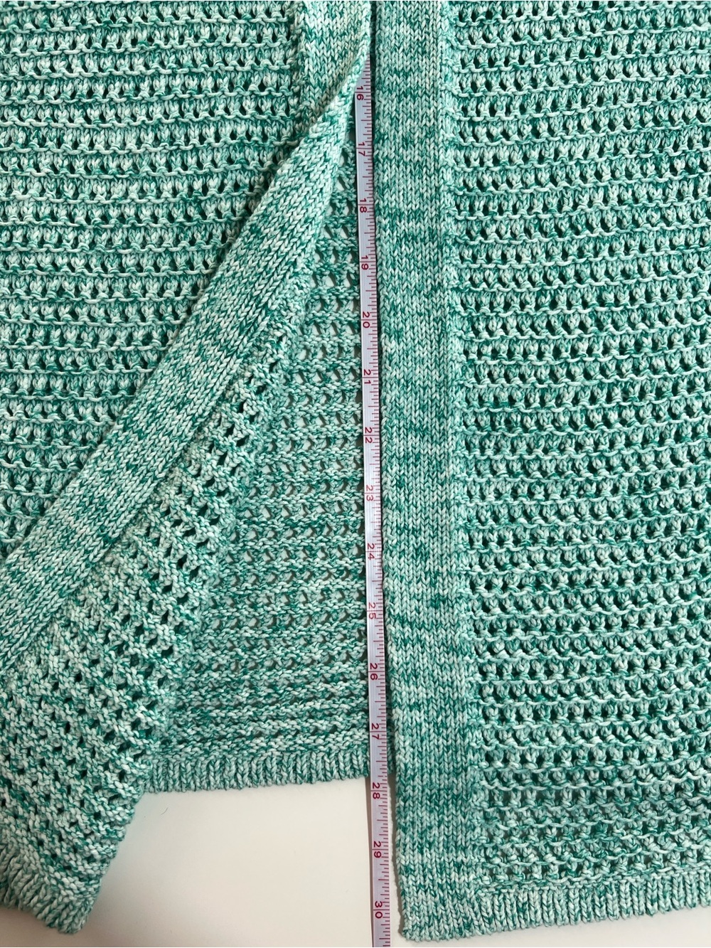 J Jill Cotton Crochet Cardigan Mint Green Open Knit Beach Cover Up Size M - Picture 11 of 13